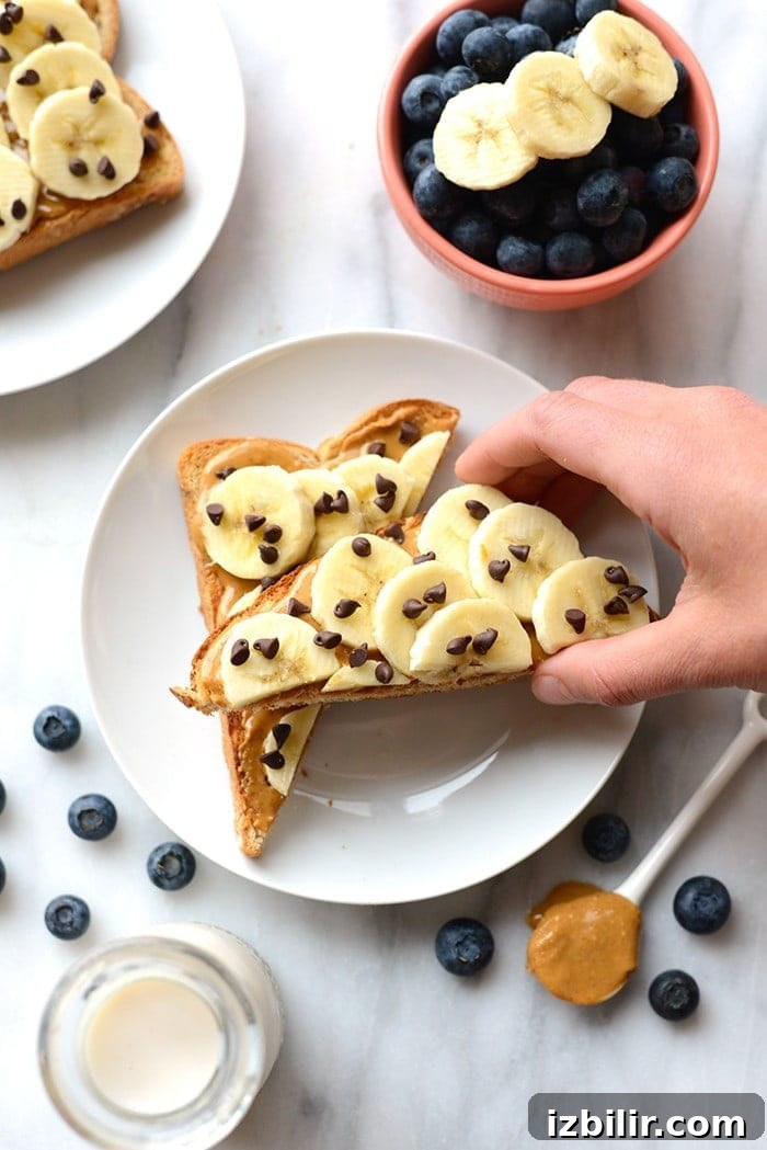 Peanut Butter Banana Toast on a plate