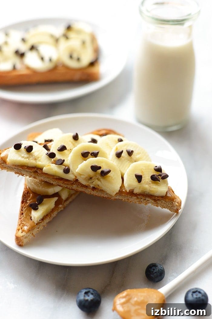 Peanut Butter Banana Toast with chocolate chips
