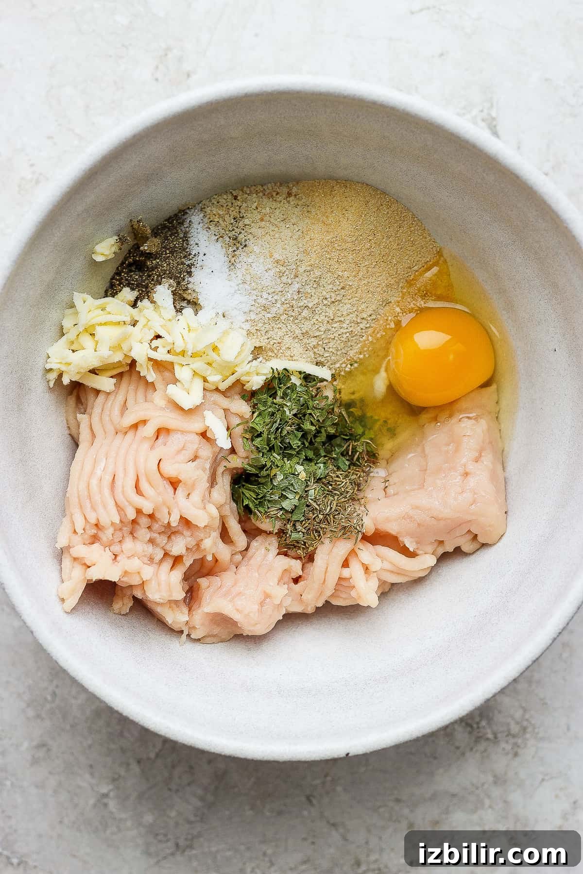 meatball ingredients in bowl