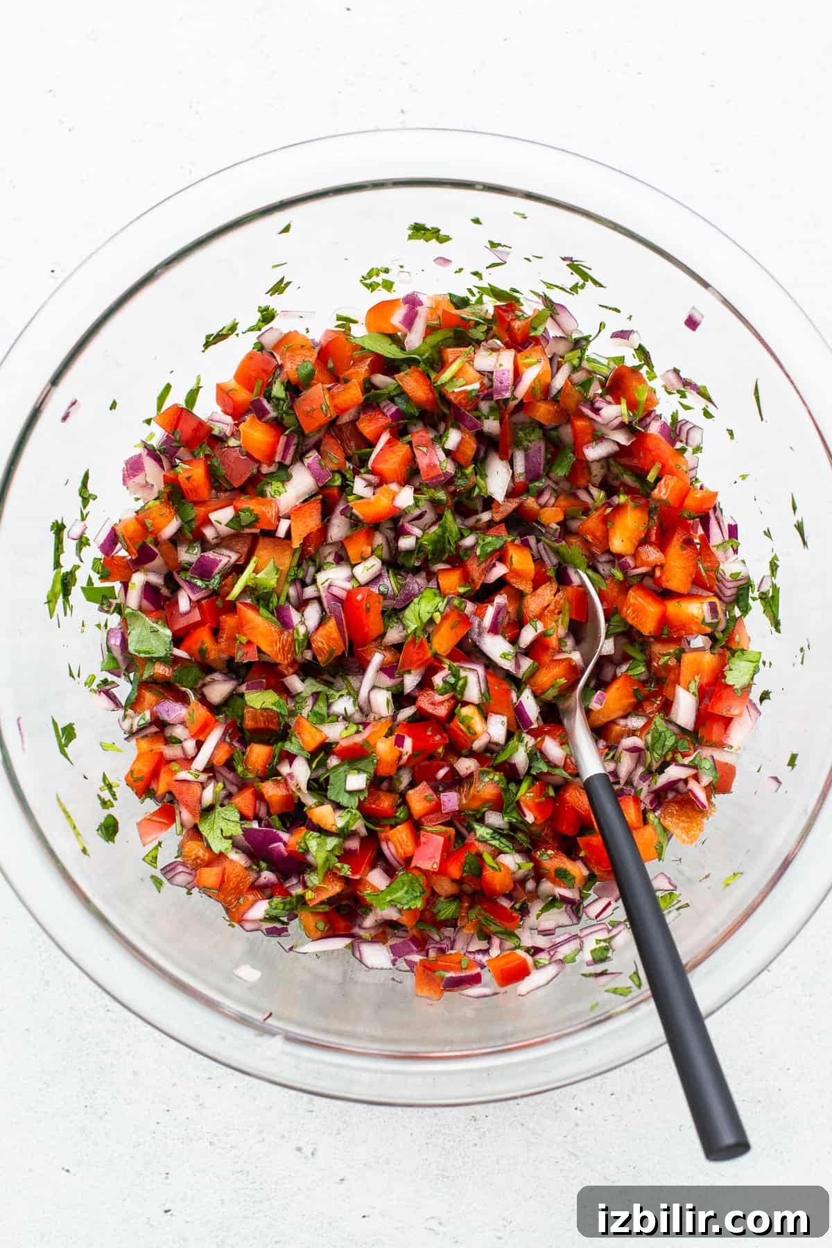 Pico de gallo in glass bowl