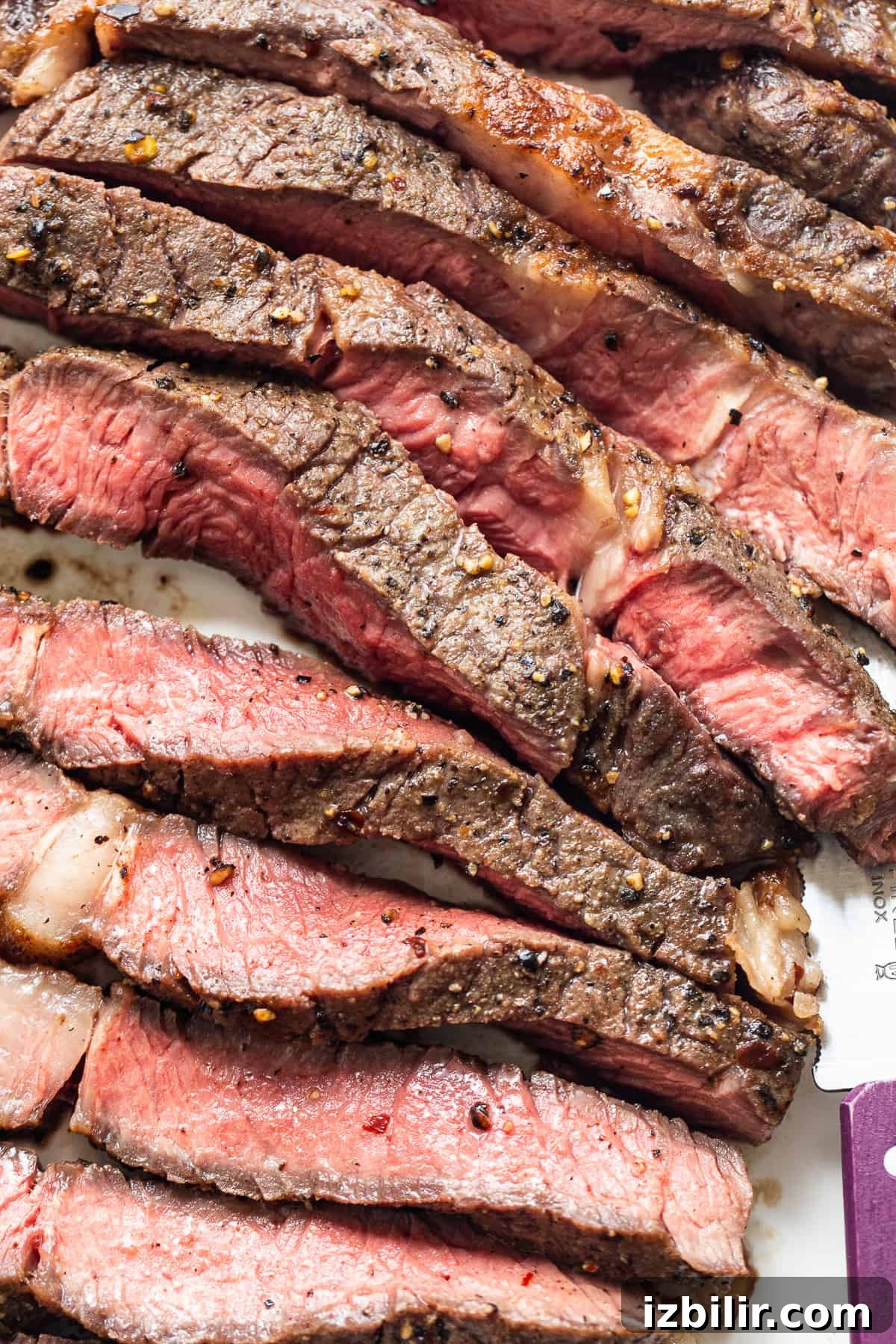 Sliced steak close-up Sliced steak.