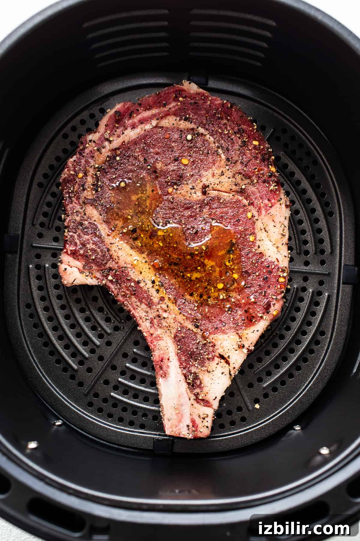 Steak in an air fryer Steak in an air fryer.