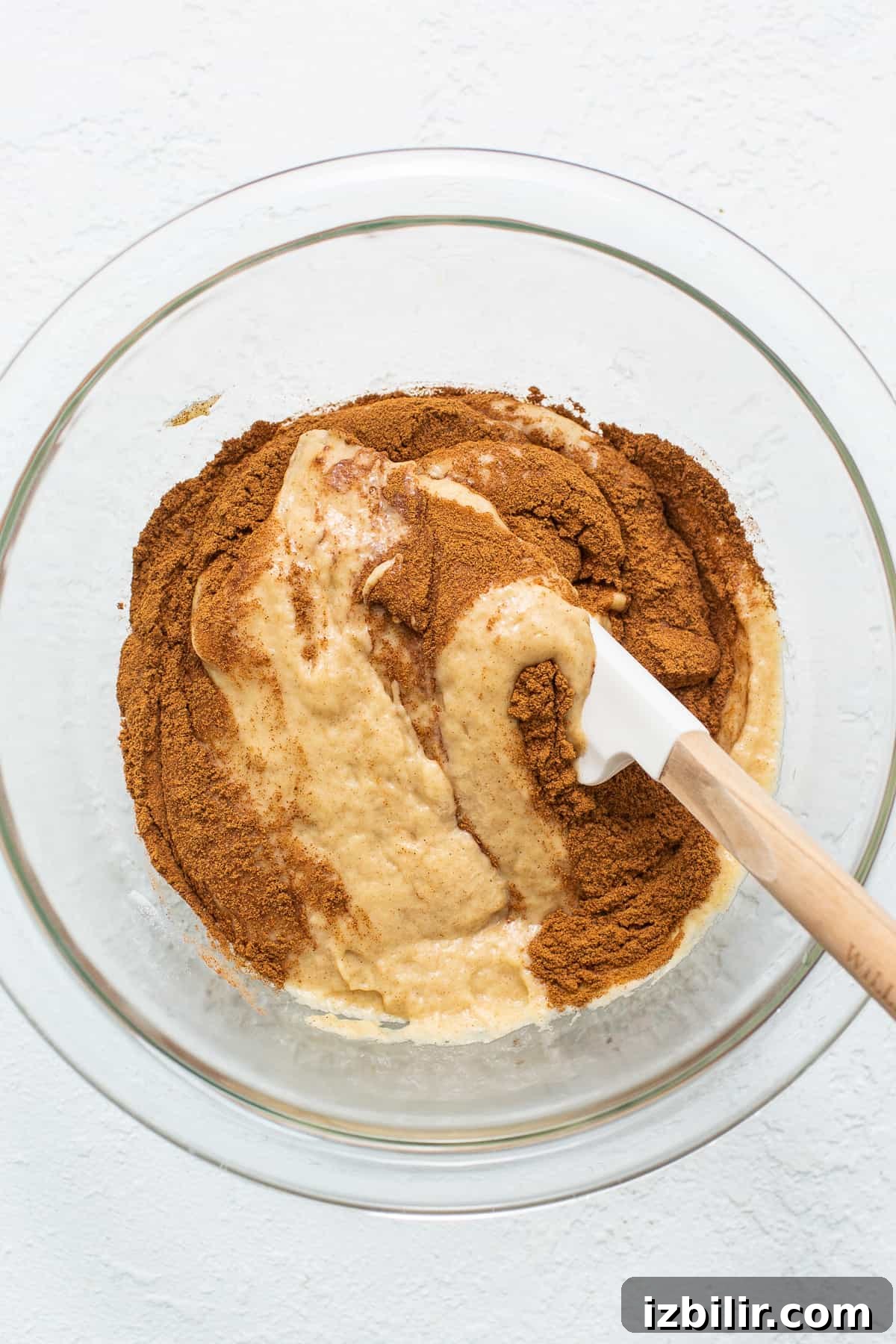Coffee cake batter with cinnamon.