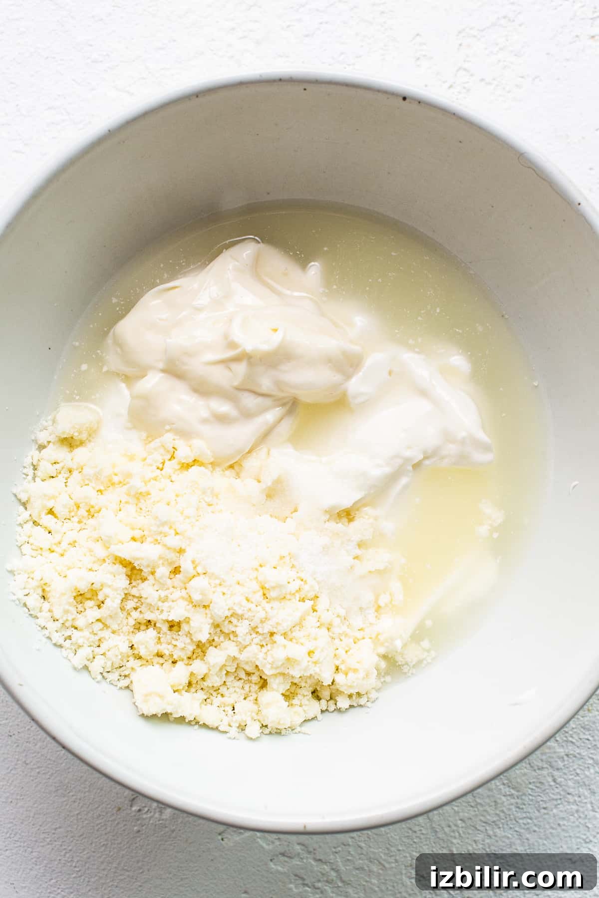 Cotija cheese sauce in a bowl.