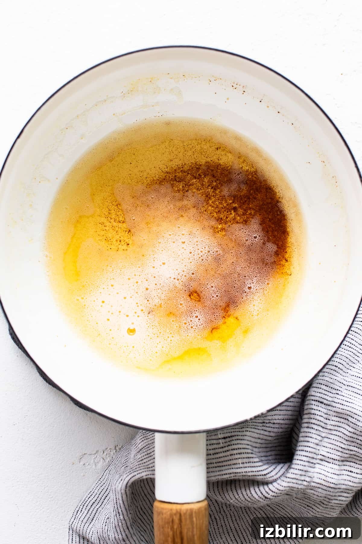 Brown butter sizzling in a pot