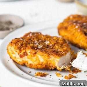 Crispy Pan-Fried Chicken Breast Recipe 2 Final plated crispy chicken.