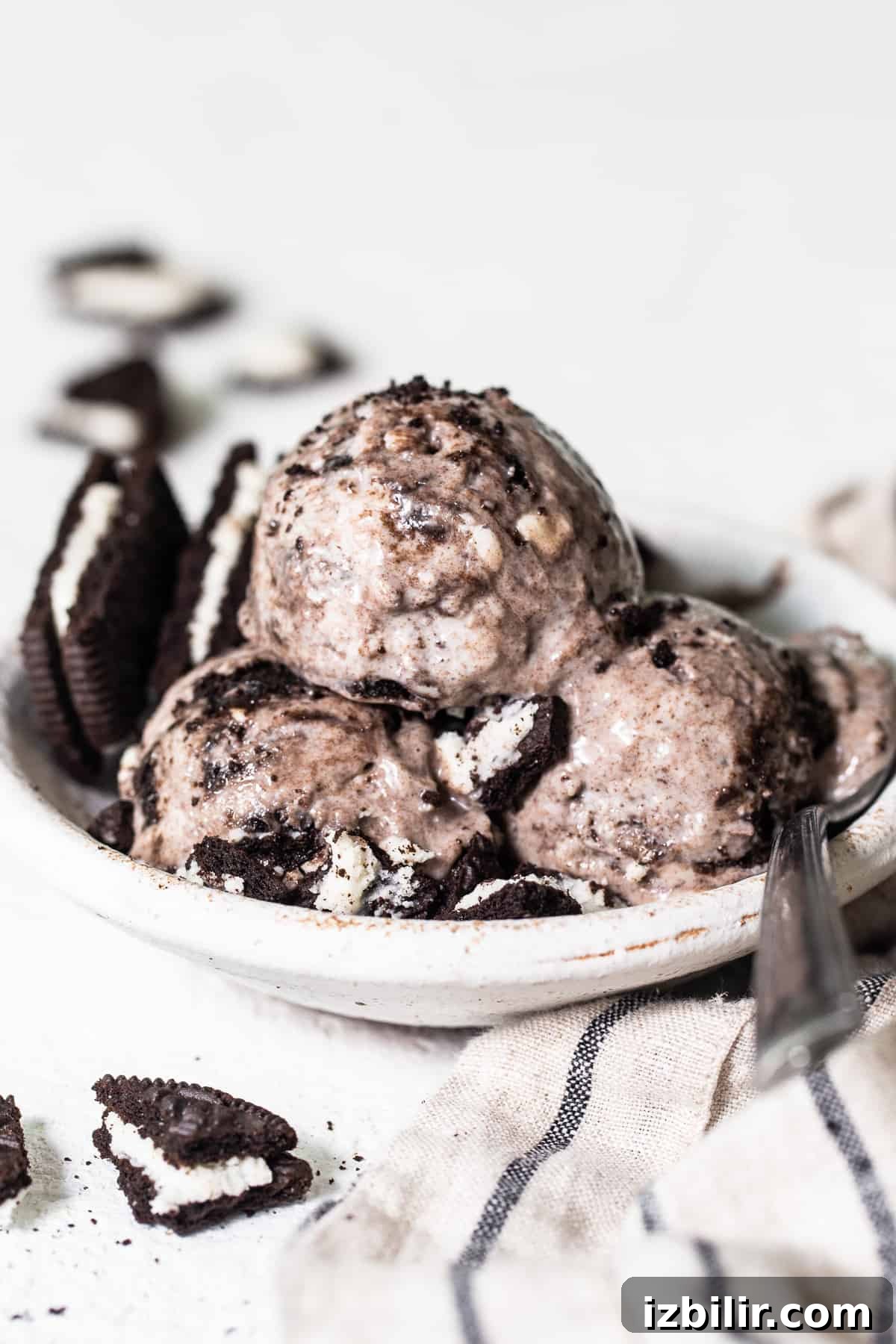 Bowl of ice cream with three scoops