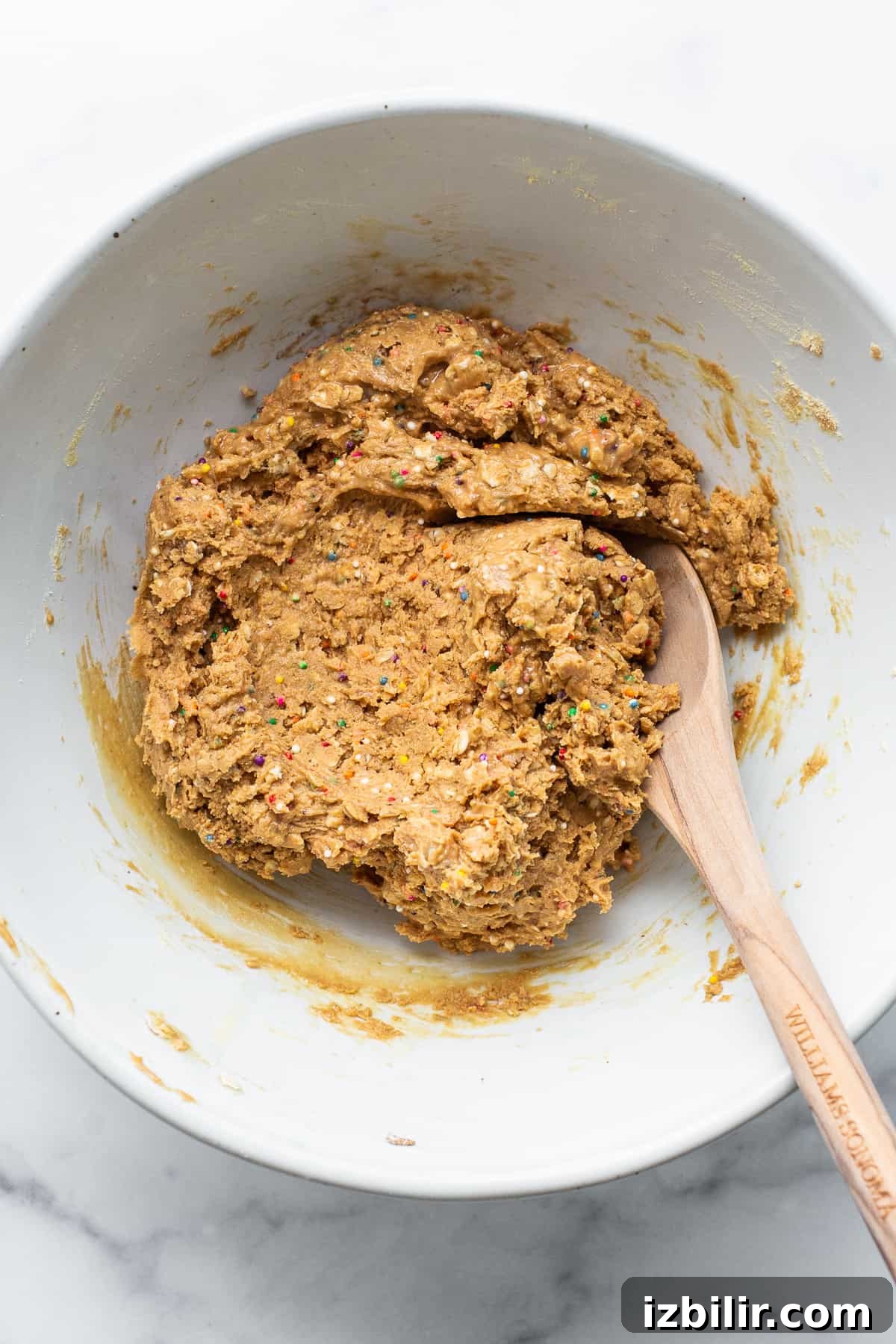 High-Protein Cake Pop Recipe 5 Protein cake pop dough in a bowl.