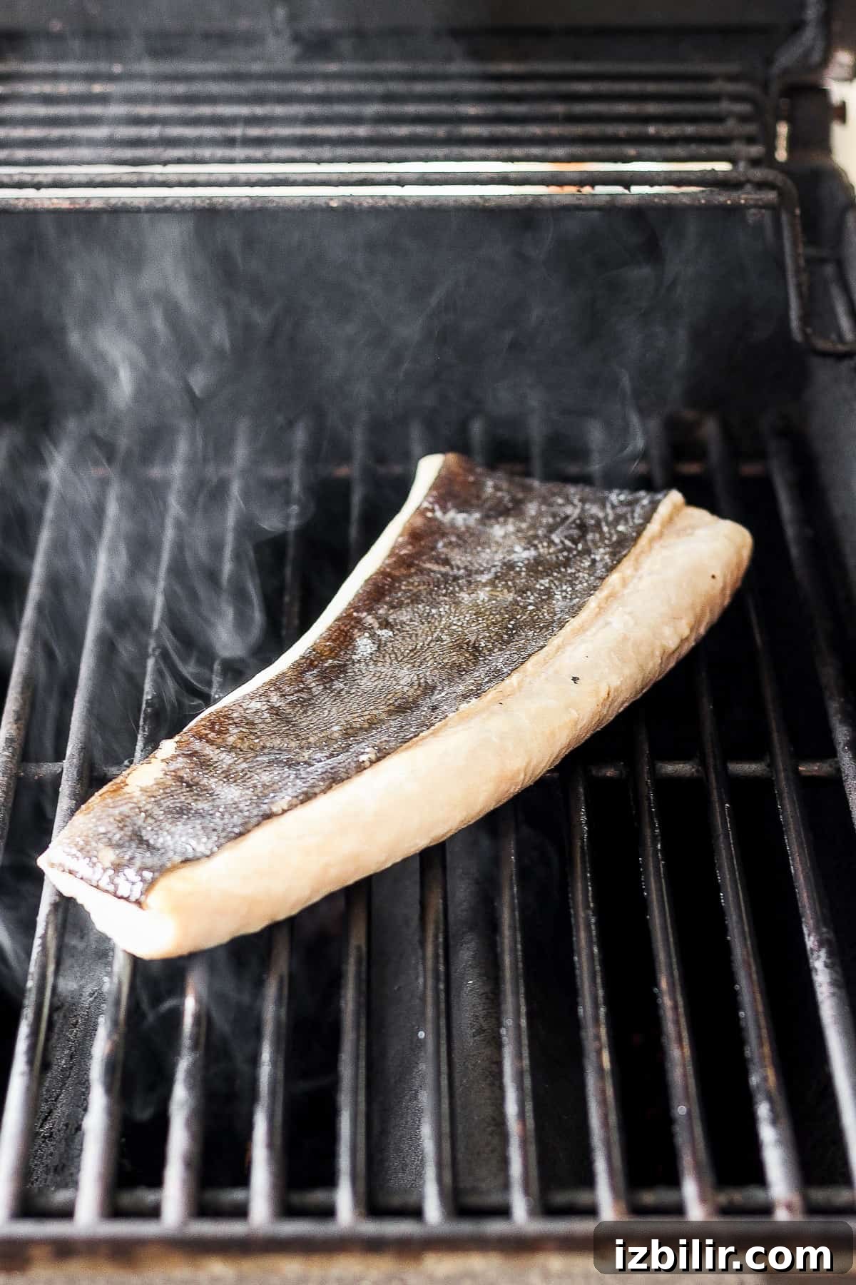 Filet of fish on a grill.