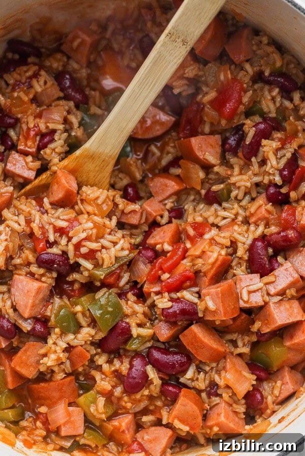 red beans and rice in a dutch oven