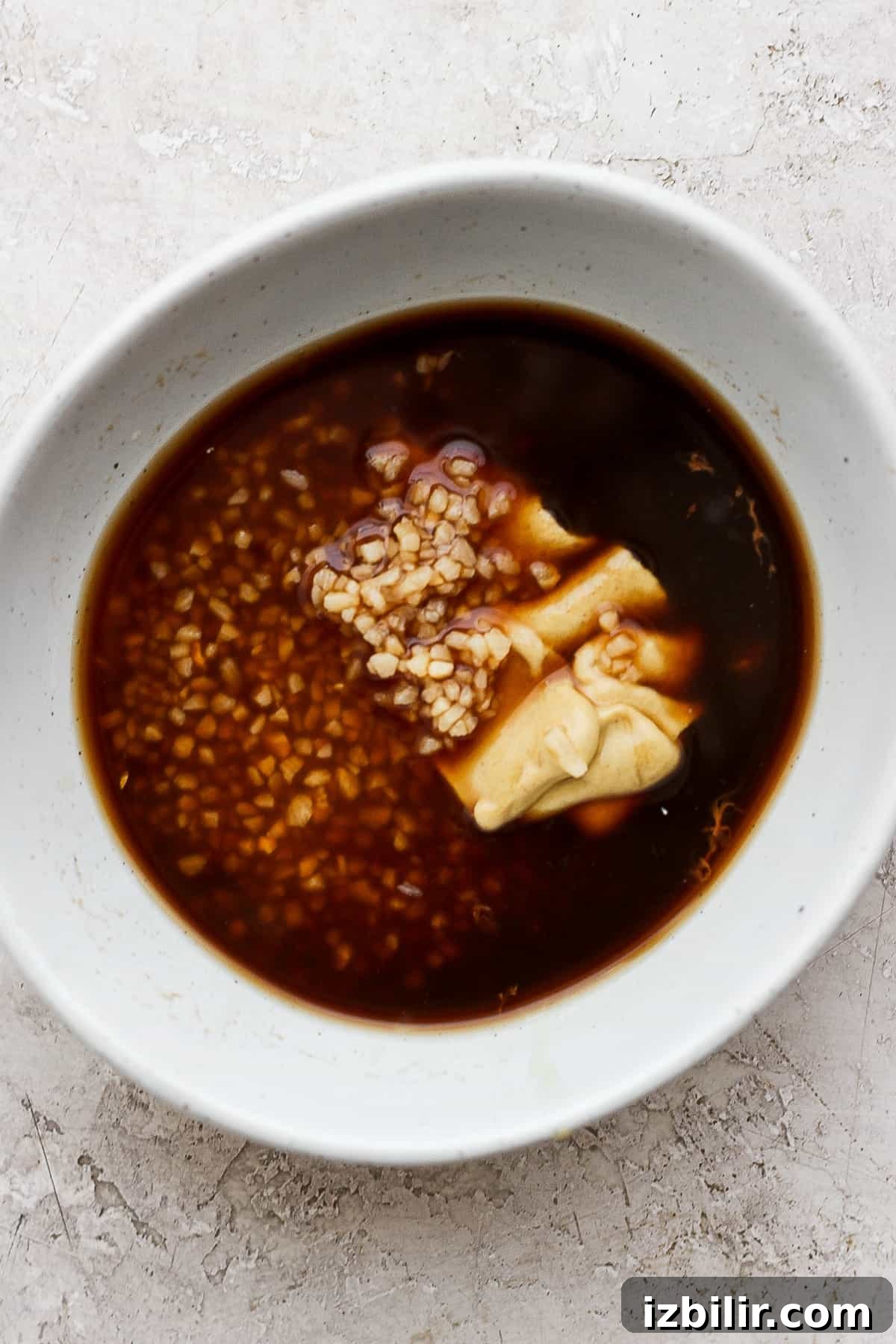 Rib marinade ingredients in a bowl.