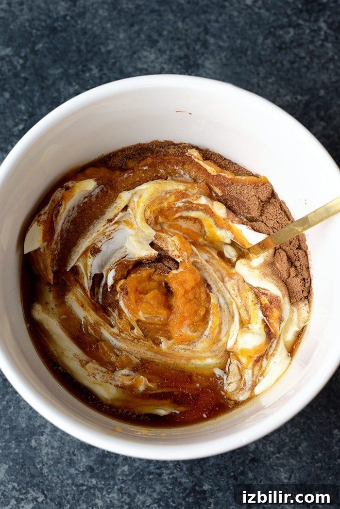 Creamy Pumpkin Dip with Greek Yogurt Recipe 3 A bowl of pumpkin yogurt dip served with dippers