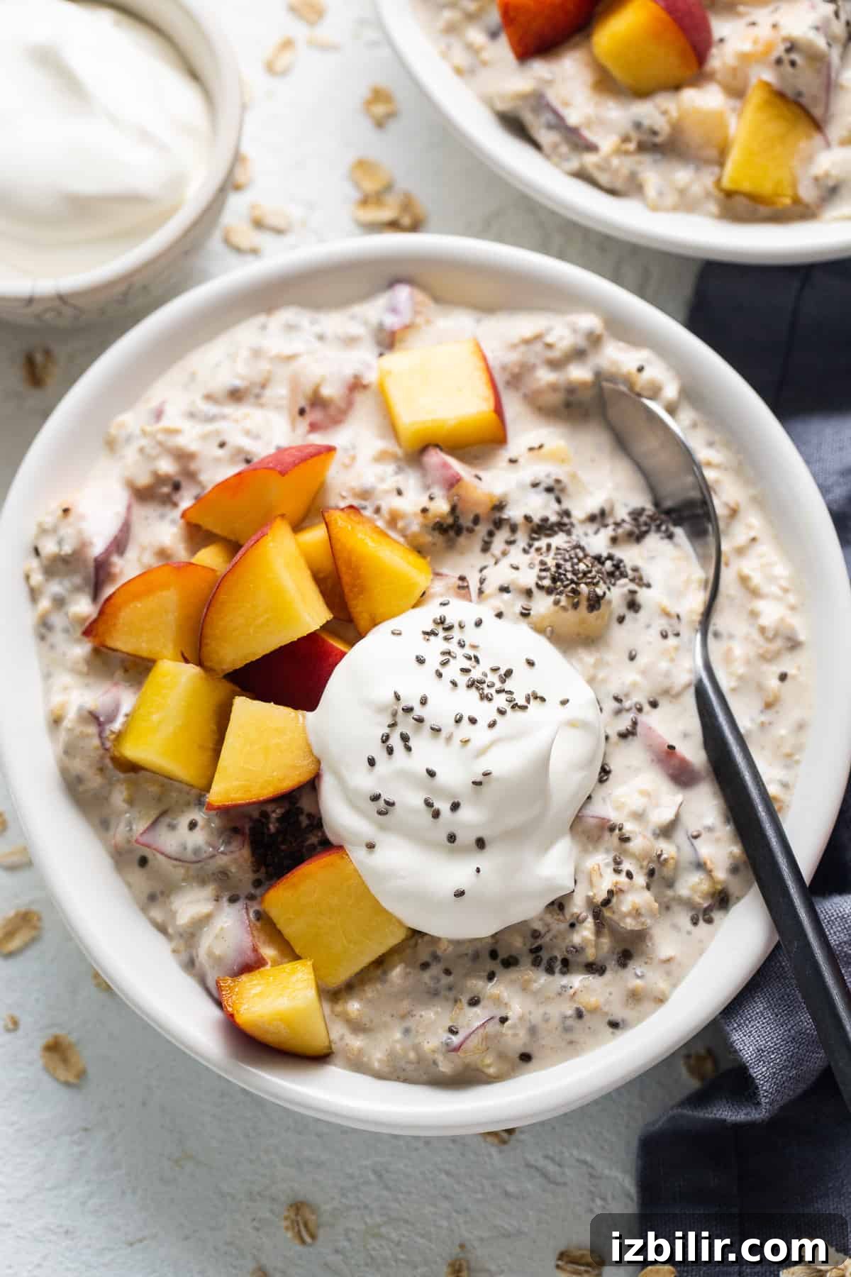 Peaches and Cream Overnight Oats Recipe 2 Jar of peaches and cream overnight oats