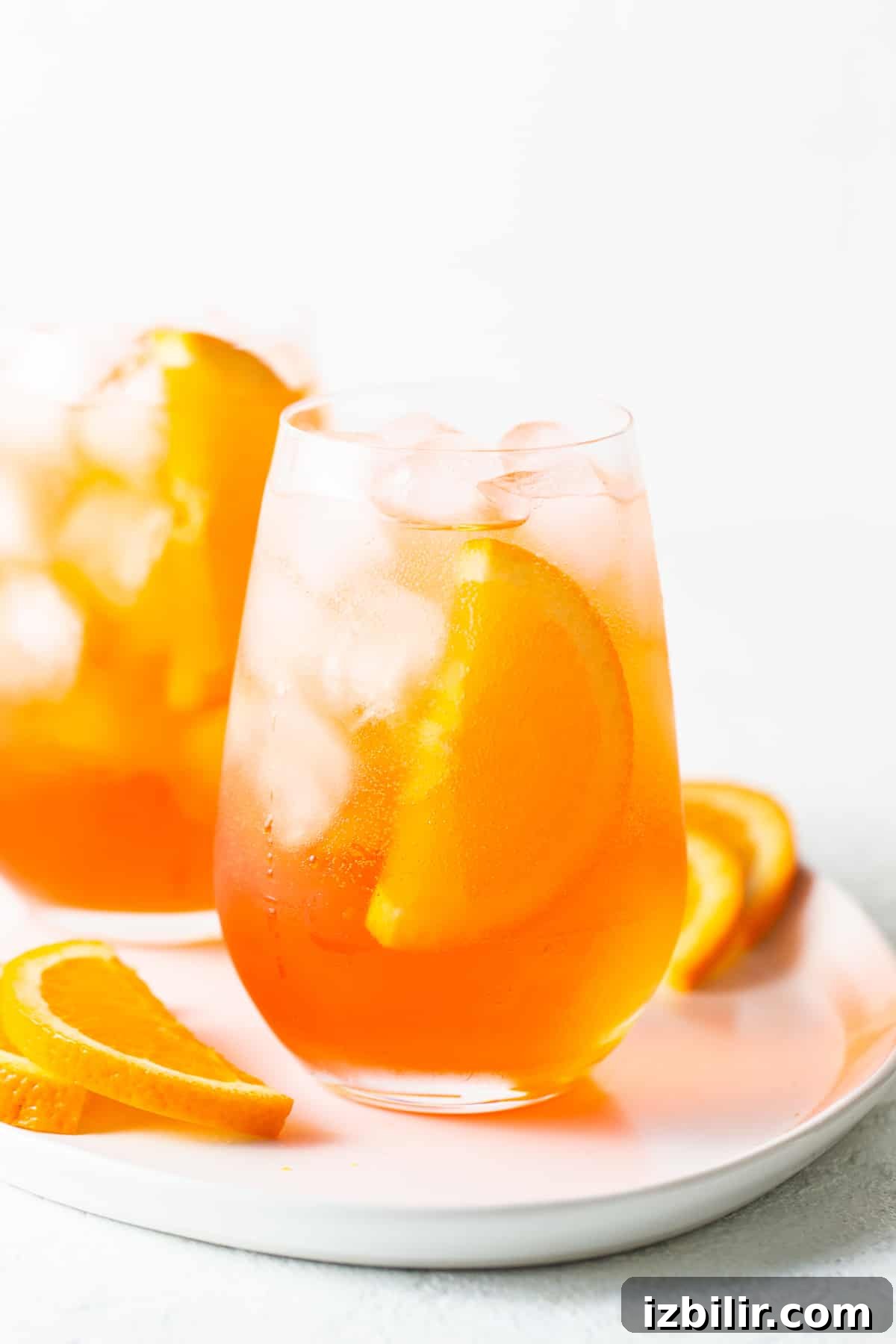 Aperol spritz in a glass.