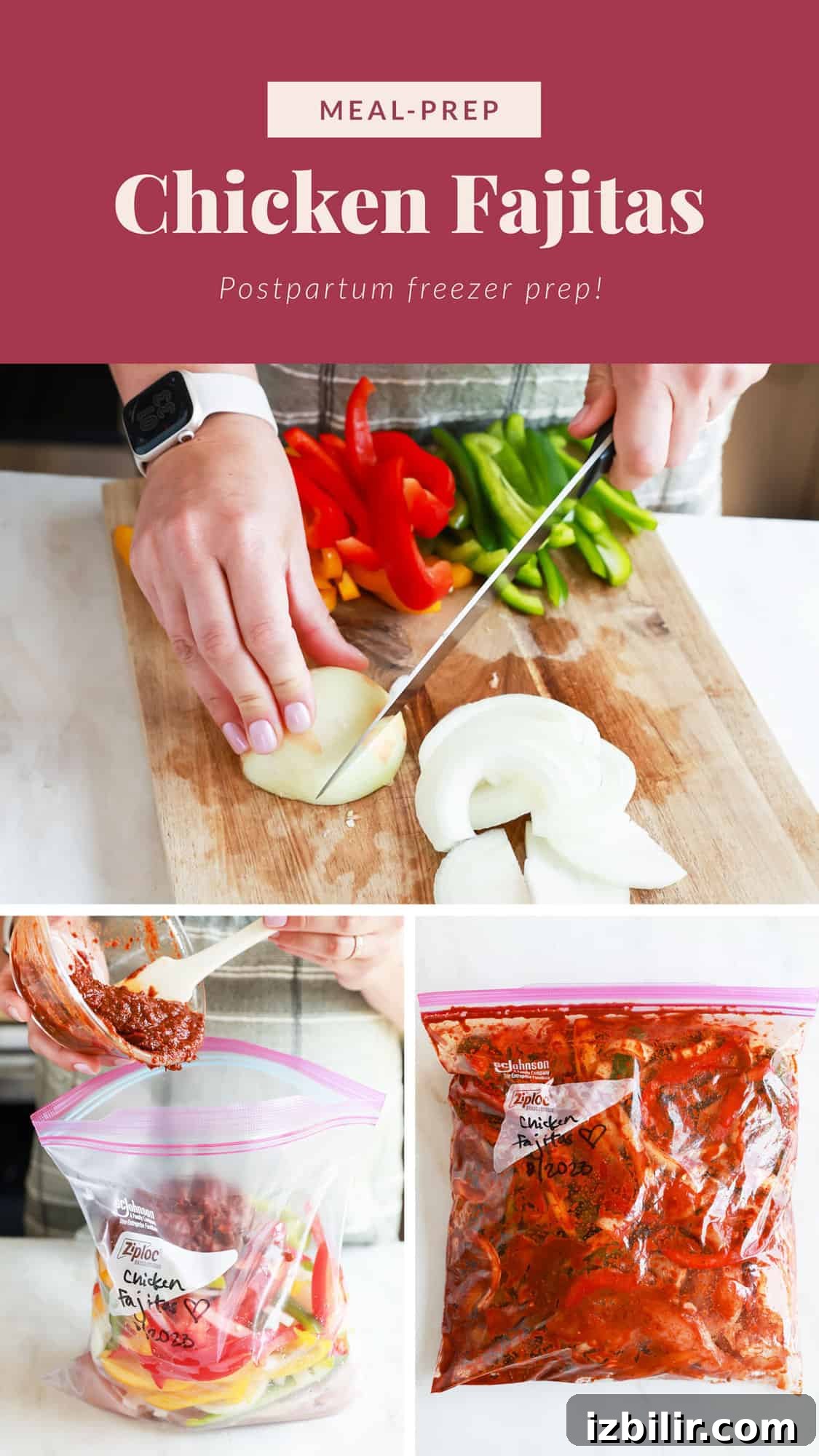 Chicken fajitas in a plastic bag.