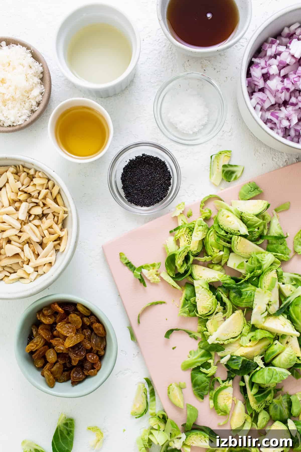 Crispy Air Fryer Brussels Sprouts Salad 4 Ingredients for brussels sprouts salad.