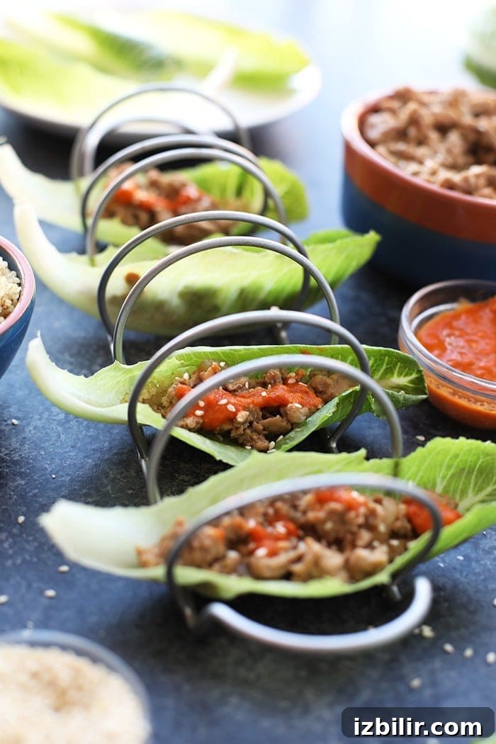 korean lettuce wraps in taco holder