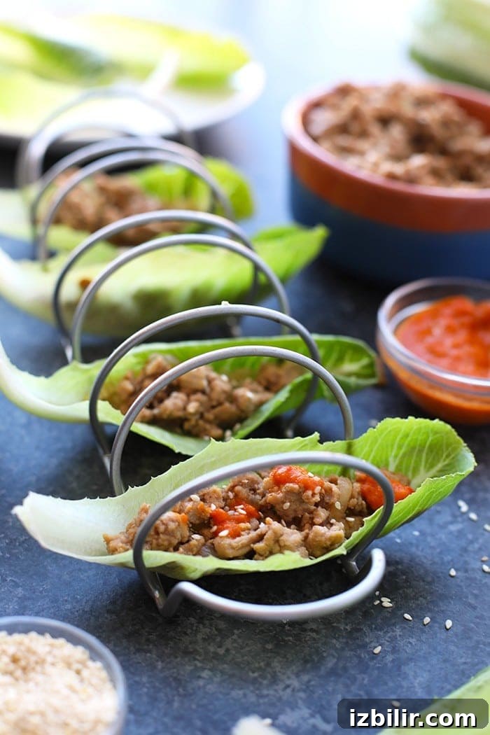 Korean style lettuce wraps in holder