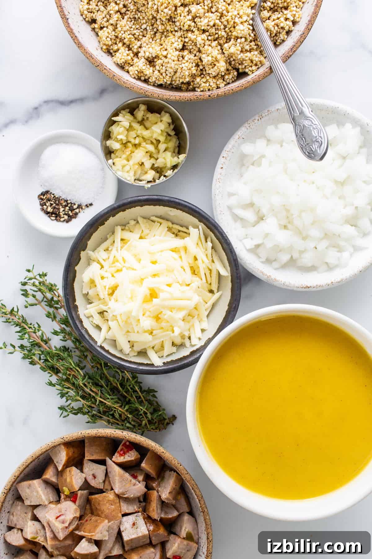 A bowl of ingredients for a pumpkin soup.