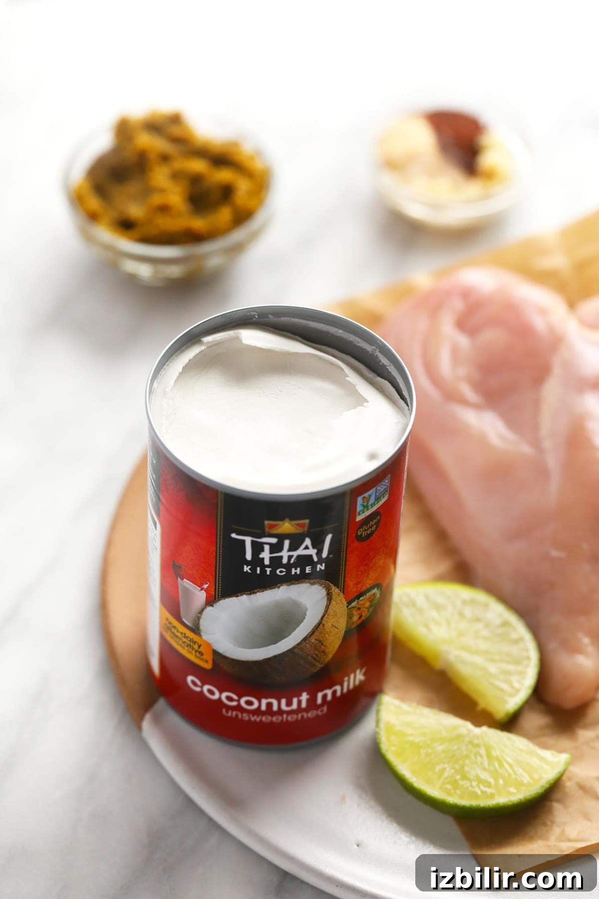 Coconut milk in a can.