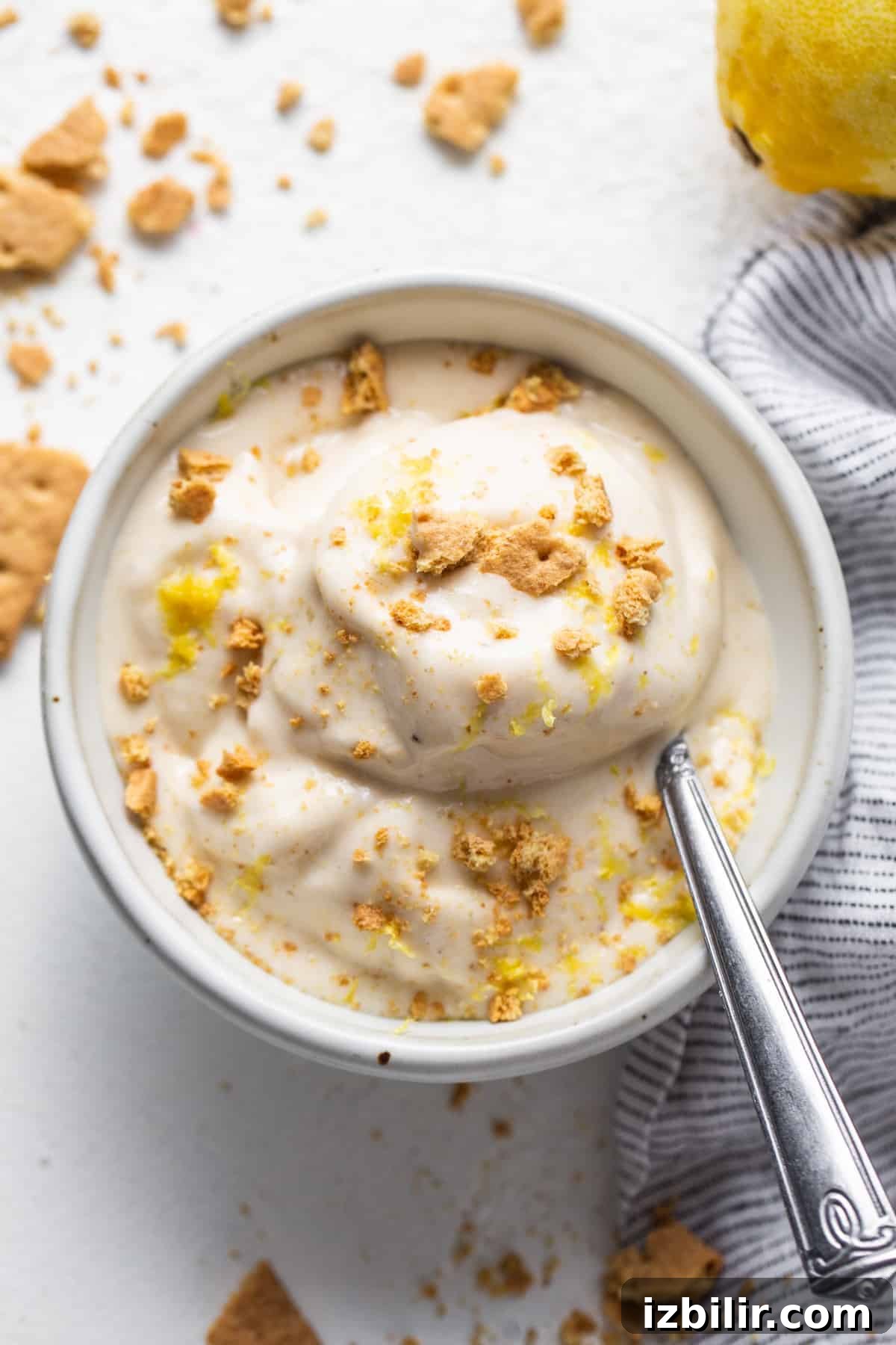 Lemon Cheesecake Nice Cream Recipe 8 A final bowl of lemon cheesecake nice cream ready to serve.