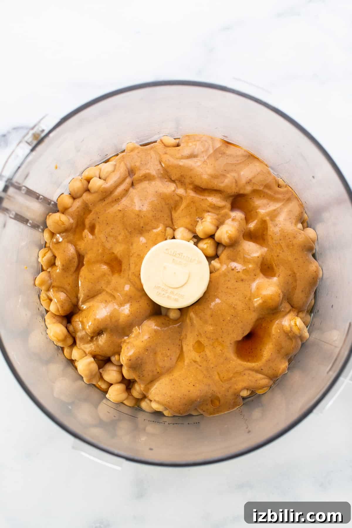 Peanut butter in a food processor.