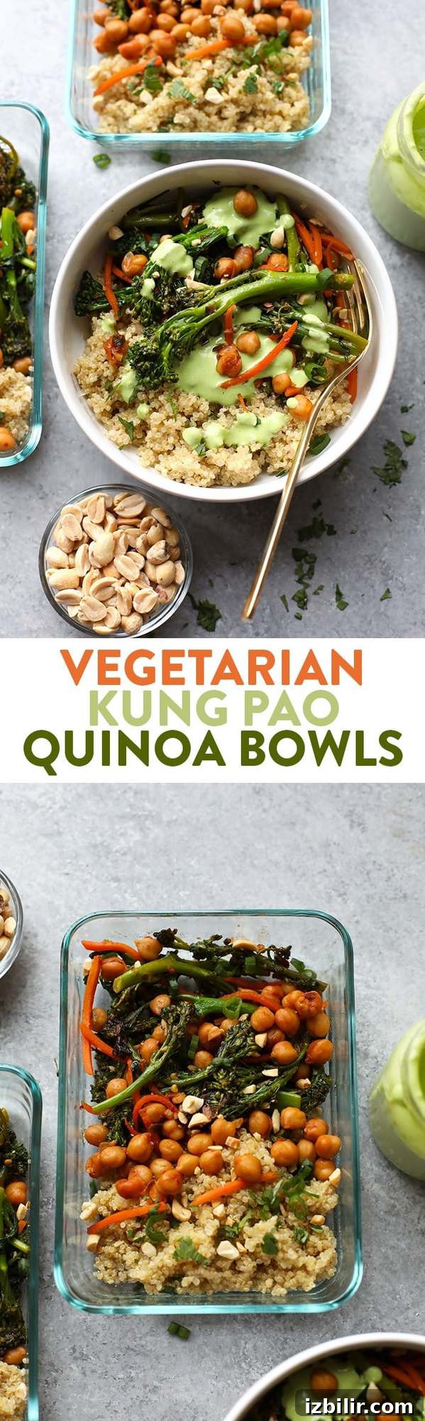 Spicy Kung Pao Quinoa Bowls with Crispy Tofu and Peanuts 7 These Vegetarian Kung Pao Quinoa Bowls are the perfect meal prep recipe to make so you can enjoy a healthy lunch or dinner the entire week!