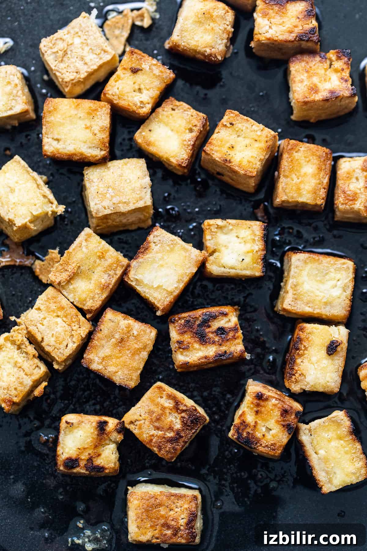 Cooking tofu.