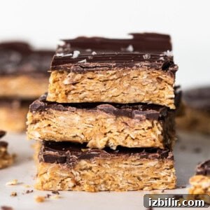 A stack of chocolate peanut butter granola bars.