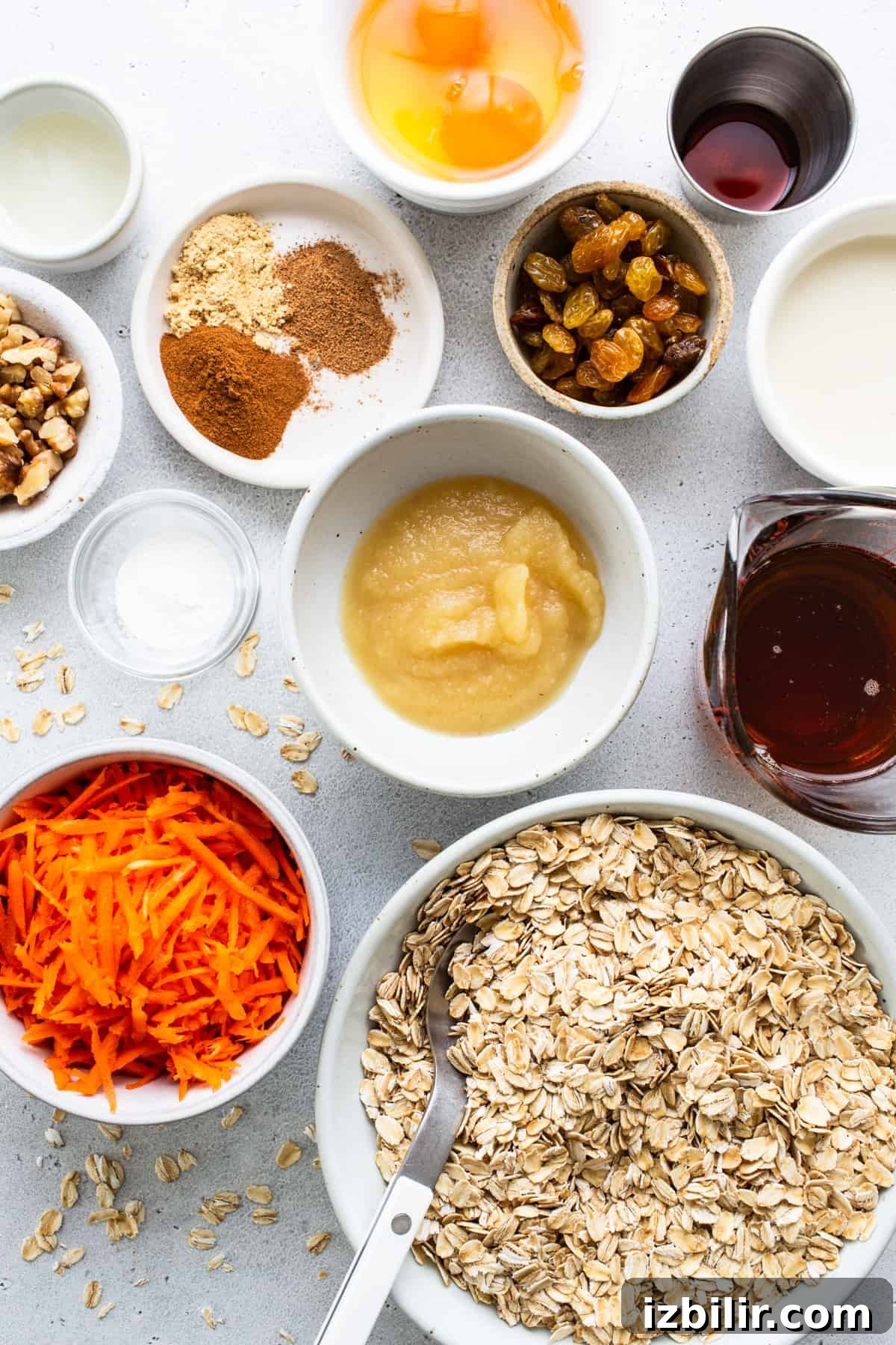Oats and carrots with other ingredients.