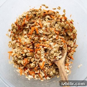 Oats in a bowl with a wooden spoon.