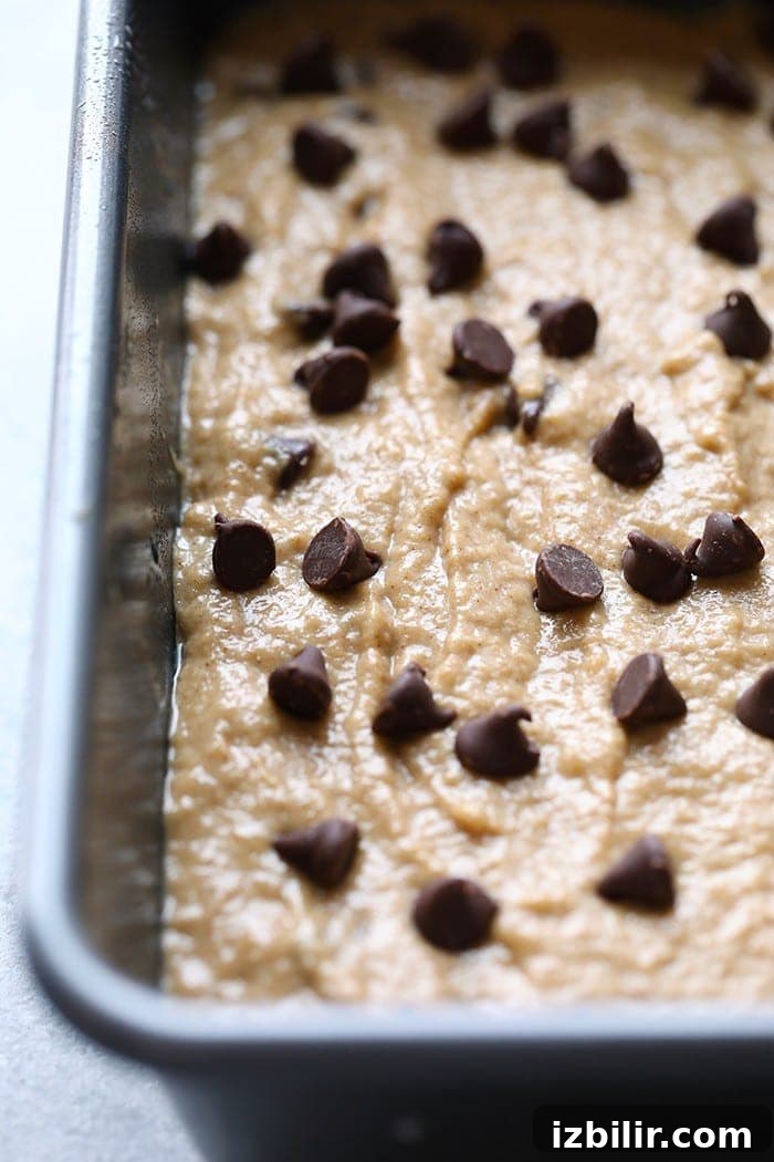 Moist Banana Bread with Coconut Oil 3 Banana bread batter in tin