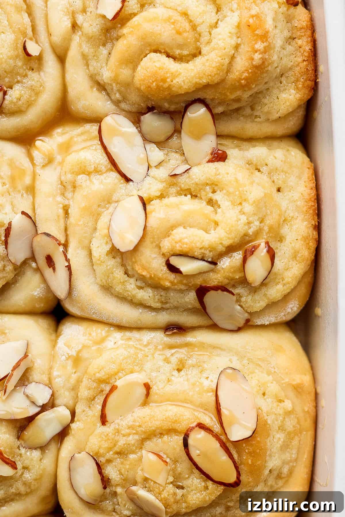 Glazed almond croissant cinnamon rolls