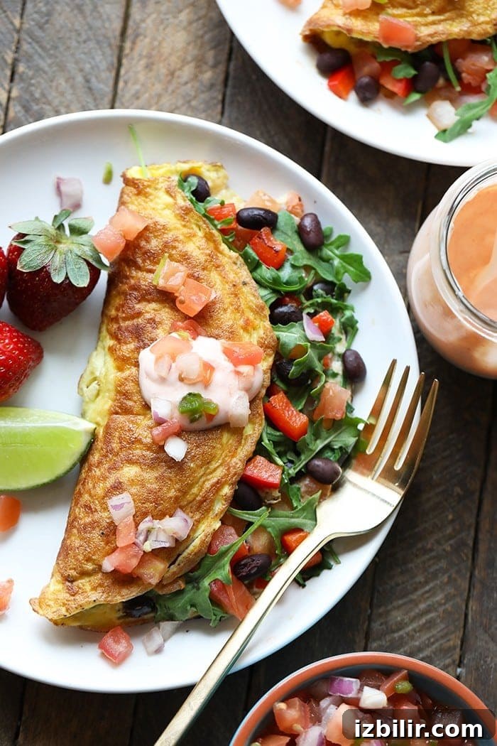 veggie omelette with black beans