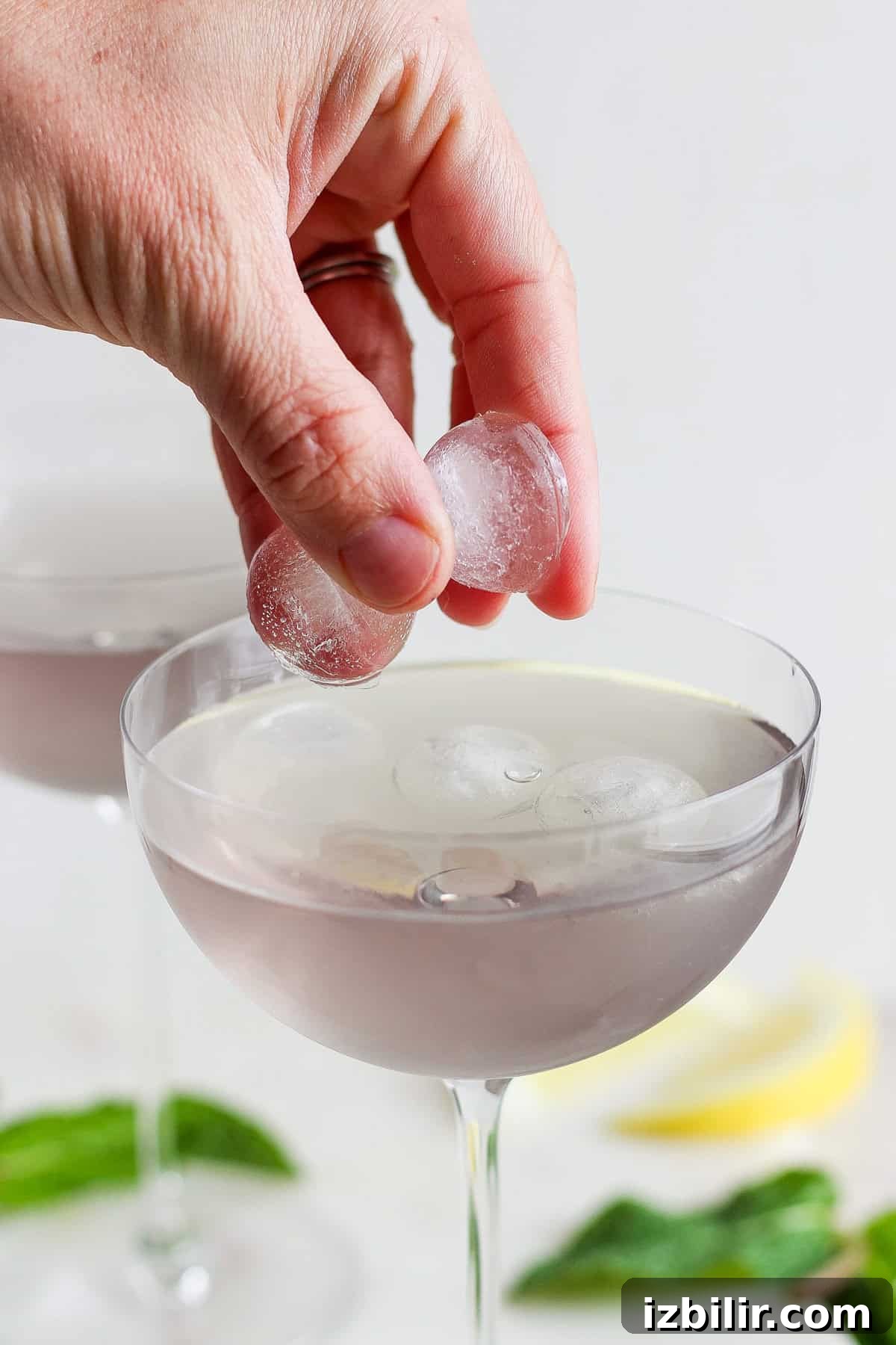Sparkling Unicorn Gin Cocktail Recipe 4 Adding ice to cocktail glasses