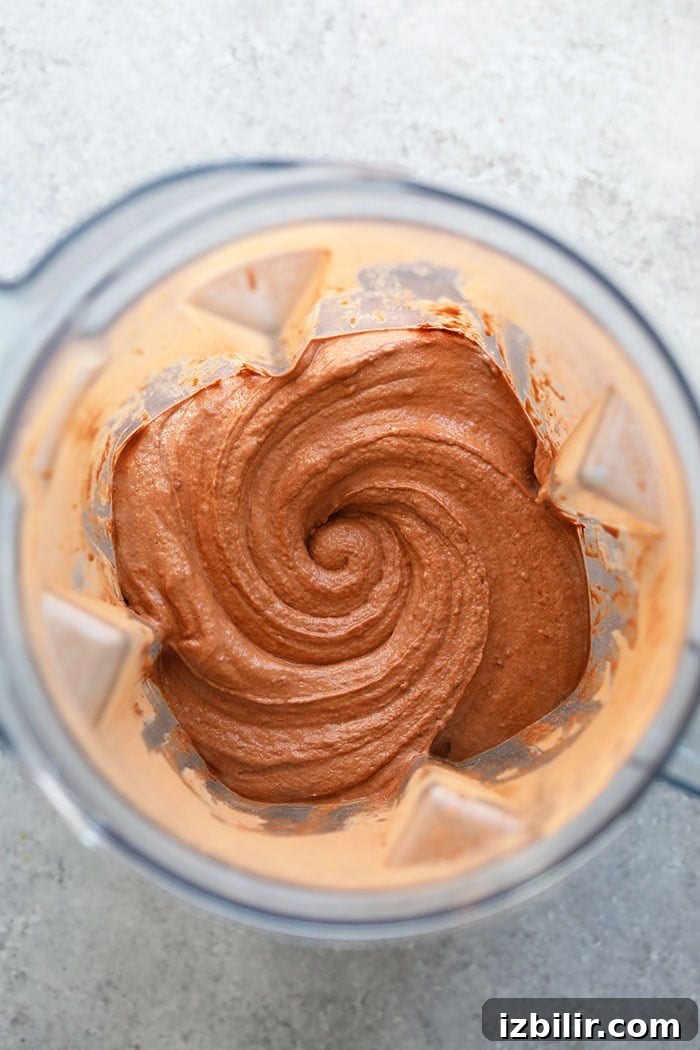 healthy chocolate ice cream in a blender