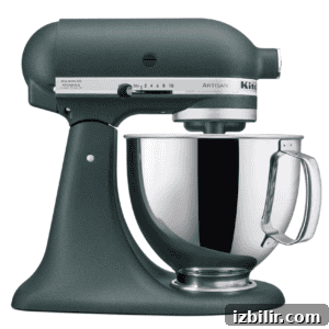 Homemade Maple Marshmallow Fluff Recipe 3 A dark green KitchenAid stand mixer.