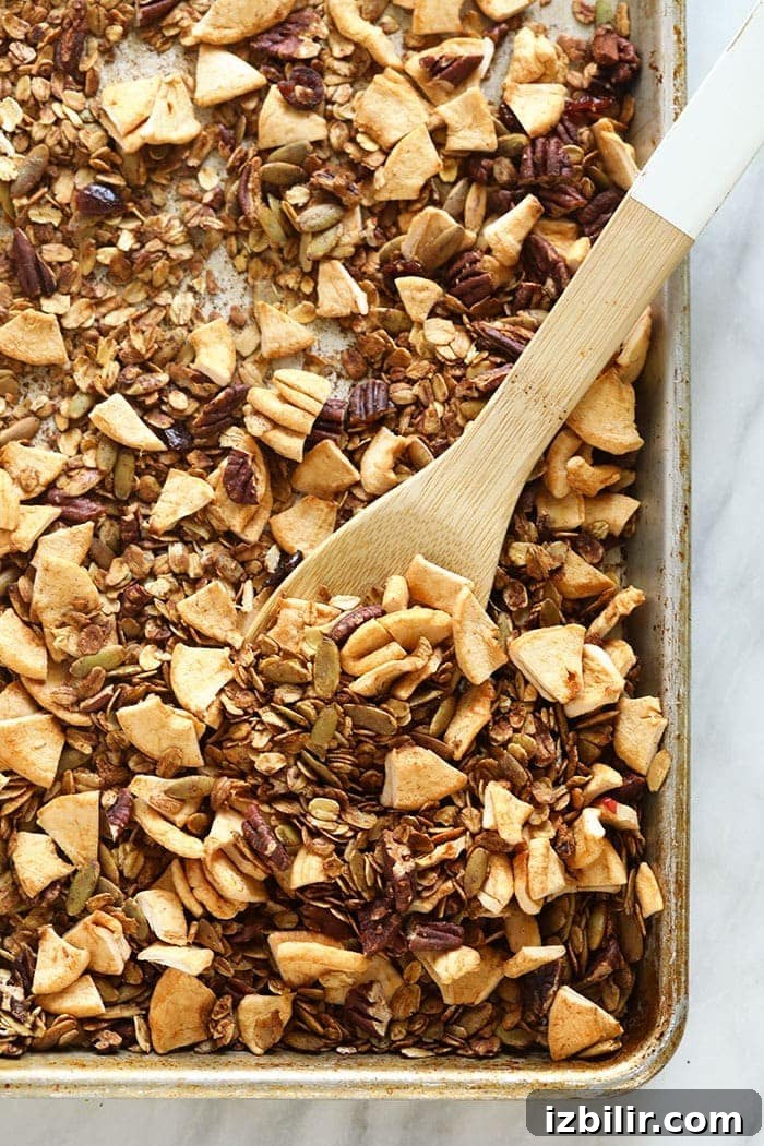 Granola on a baking sheet. 