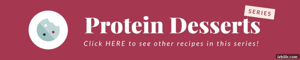 The logo for protein desserts on a red background.