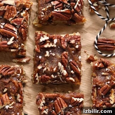 Thanksgiving Sides Worth Serving (Everything But Turkey) 34 Easy pecan bars on a piece of paper.
