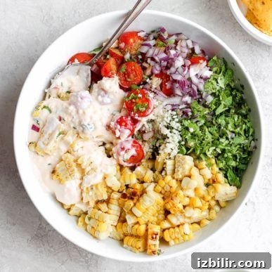 Street corn salad recipe in a bowl