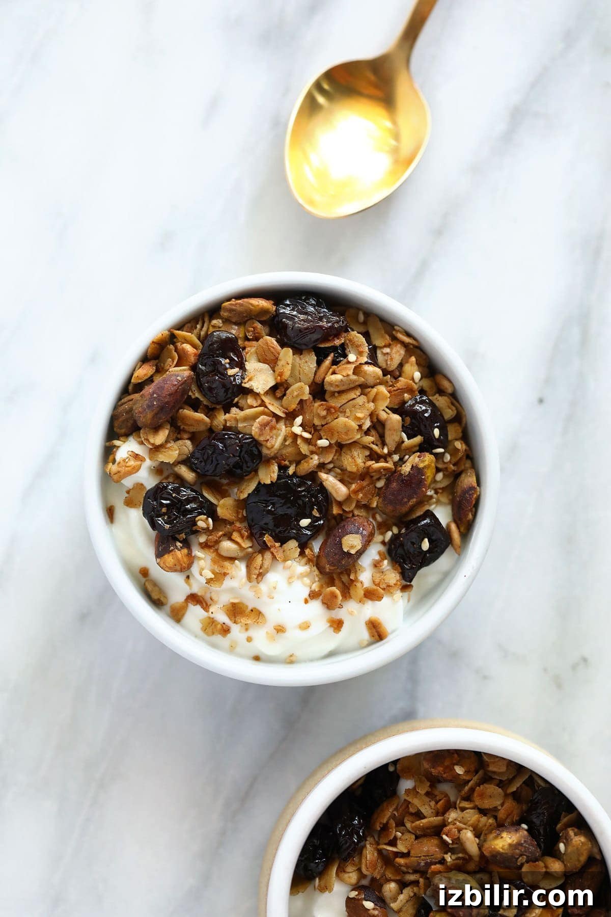 Homemade Pistachio Cherry Granola 6 Granola on top of yogurt.