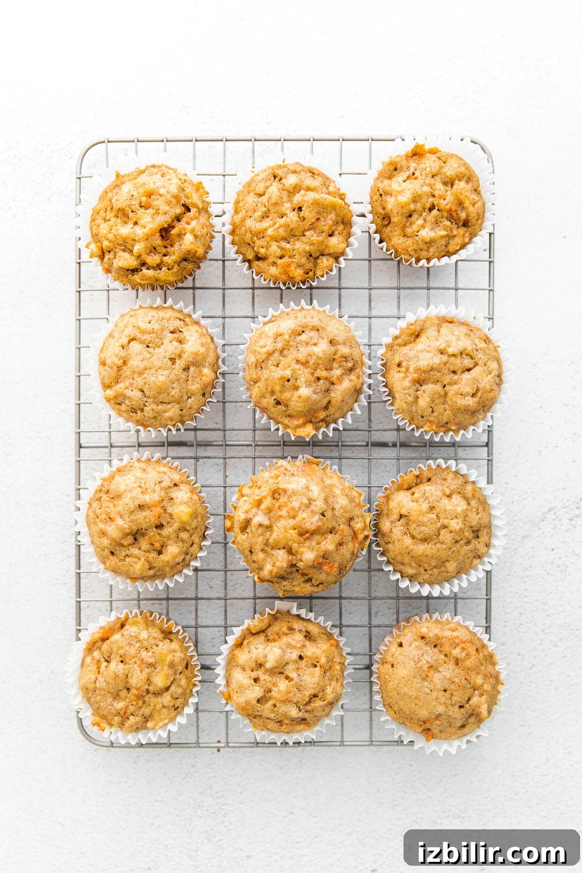 Take your muffin game up a notch with these easy whole grain carrot cake muffins. They're kid-friendly, naturally sweetened, and the perfect snack! Make a batch today! carrot muffins on wire rack