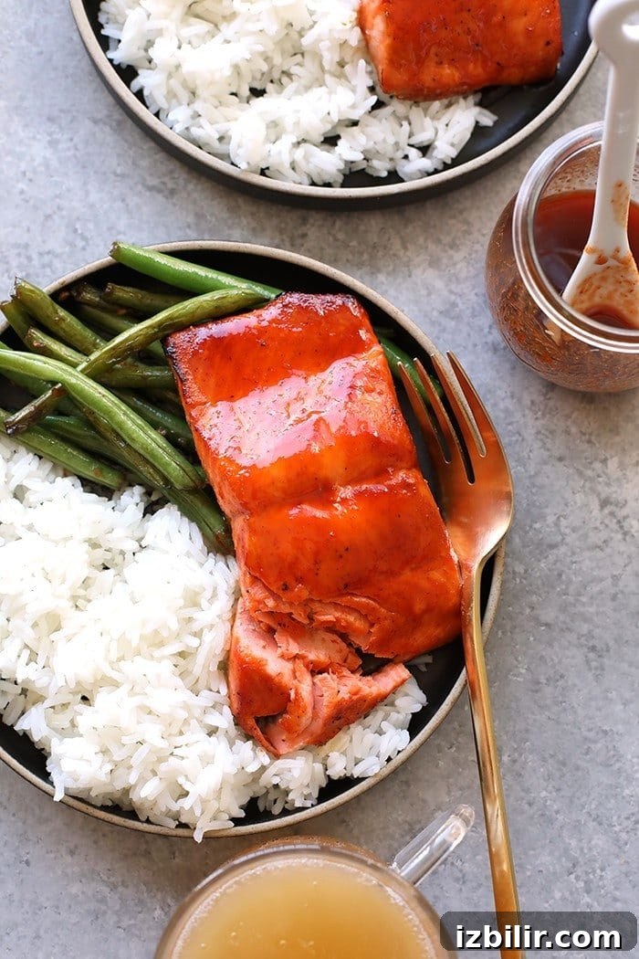 Honey Sriracha Salmon with rice and green beans honey sriracha salmon with rice and green beans