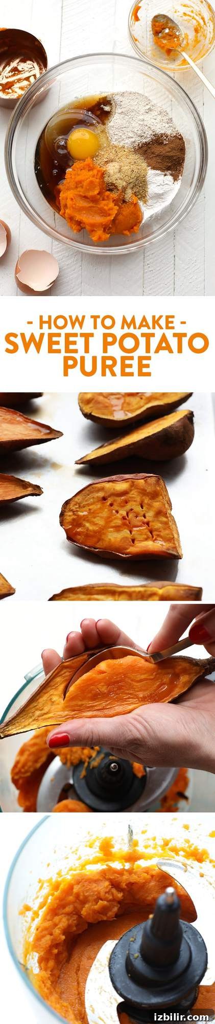 Want to make your own sweet potato puree? Here's an easy kitchen hack tutorial on how to make your own sweet potato puree at home. We love pureed sweet potatoes because you can often use it in place of oil, in pancakes, and in other baked goods! Homemade Sweet Potato Puree