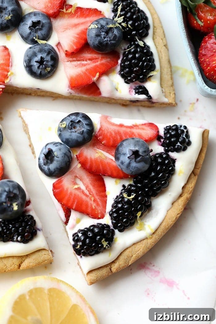 a slice of healthy fruit pizza.