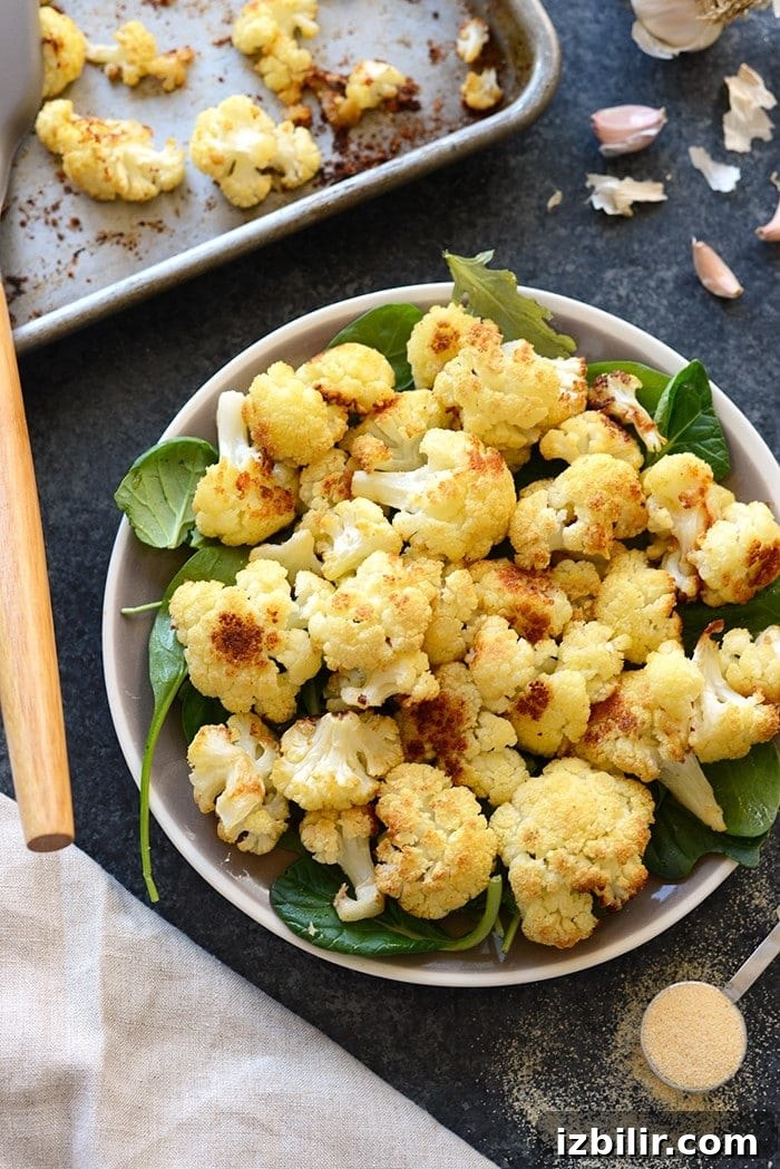 Simple Garlic Roasted Cauliflower