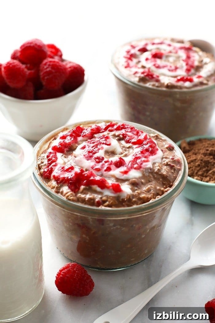Chocolate Raspberry Cheesecake Overnight Oats