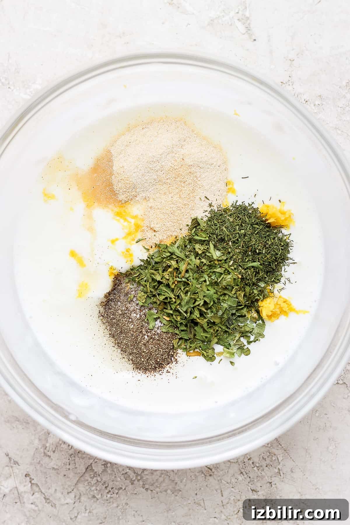 ranch ingredients in bowl.