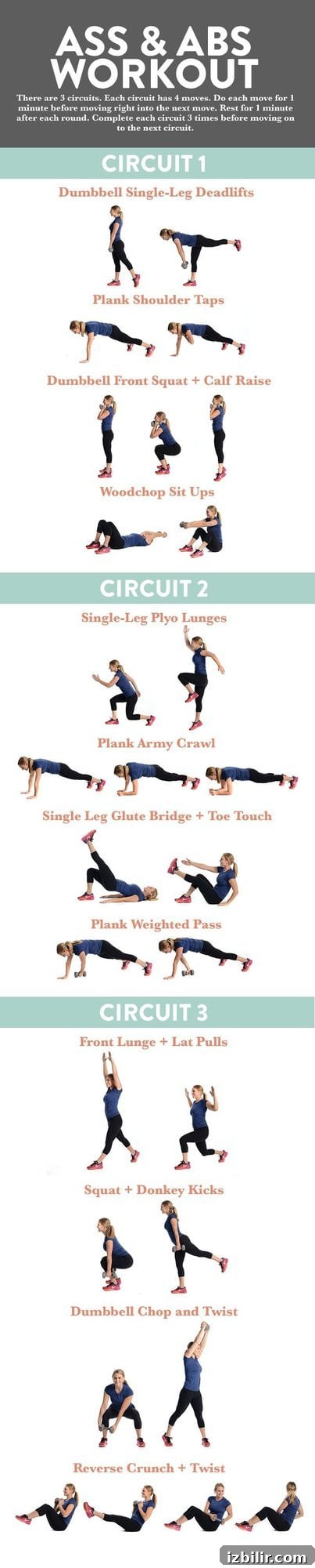 45-Minute Glutes and Abs Workout - Team Fit Foodie Heads to Moab 3 This 45-Minute Ass and Abs Workout will work both your core and booty. It mixes strength moves with plyometrics for the ultimate burn!